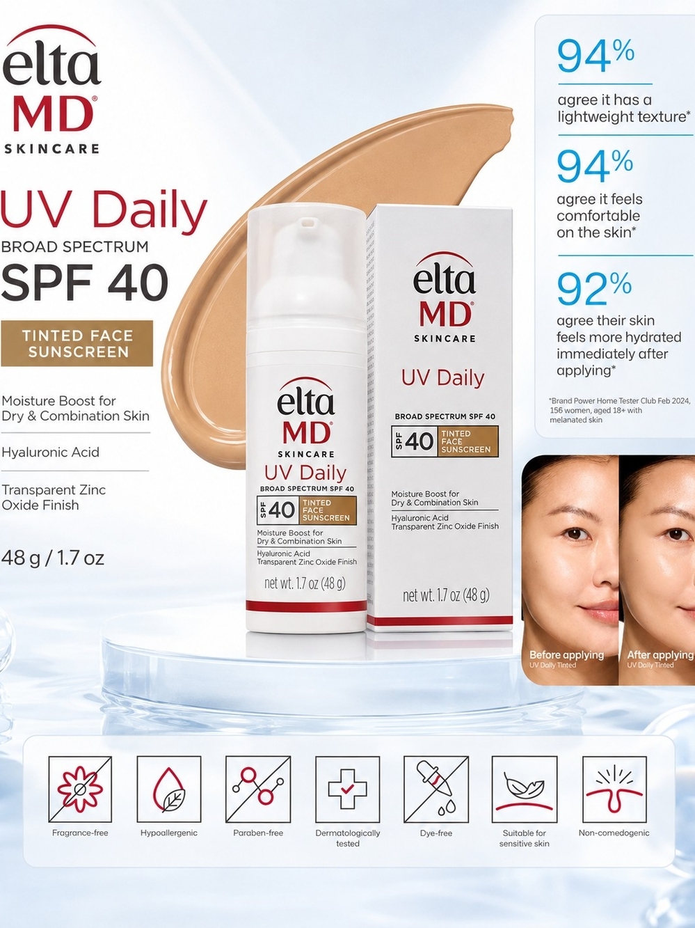 EltaMD UV Daily Tinted Face Sunscreen Broad Spectrum SPF 40